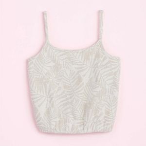 Loft Womens Cami XL Palm Bubble Hem Boucle‎ Cami Tan/Cream 2020 New